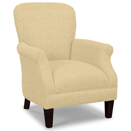 Tight Back Accent Chair with Tapered Exposed Wood Legs